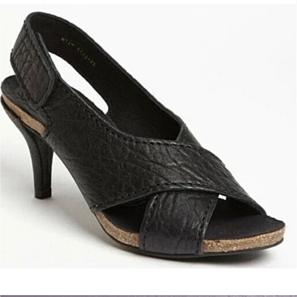 Pedro Garcia Maggie Pebbled Leather Peep Toe Slingback Heels size 40 10 - Picture 11 of 11